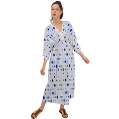 Blue Circle Pattern Grecian Style  Maxi Dress by artworkshop