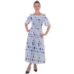 Blue Circle Pattern Shoulder Straps Boho Maxi Dress  by artworkshop