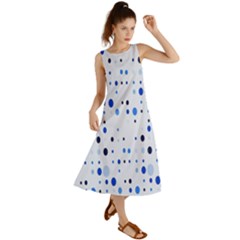 Blue Circle Pattern Summer Maxi Dress by artworkshop