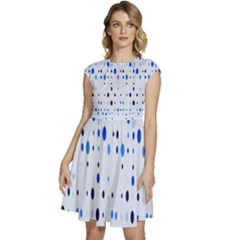 Blue Circle Pattern Cap Sleeve High Waist Dress by artworkshop