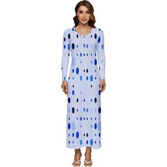 Blue Circle Pattern Long Sleeve Velour Longline Maxi Dress by artworkshop