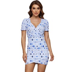 Blue Circle Pattern Low Cut Cap Sleeve Mini Dress by artworkshop