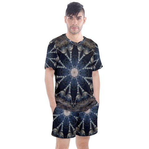 Mandala Ornament Background Men s Mesh Tee And Shorts Set by Uceng