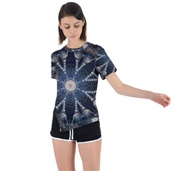 Mandala Ornament Background Asymmetrical Short Sleeve Sports Tee by Uceng