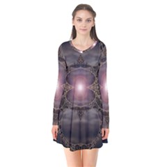 Fantasy Science Fiction Portal Long Sleeve V-neck Flare Dress by Uceng