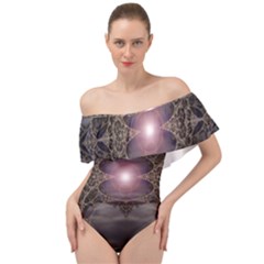 Fantasy Science Fiction Portal Off Shoulder Velour Bodysuit  by Uceng