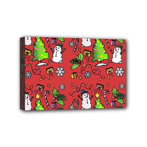 Santa Snowman Gift Holiday Mini Canvas 6  X 4  (stretched) by Uceng