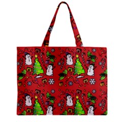 Santa Snowman Gift Holiday Zipper Mini Tote Bag by Uceng