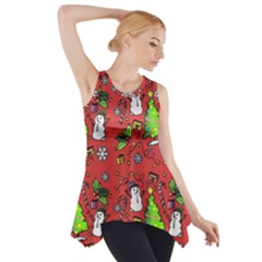 Santa Snowman Gift Holiday Side Drop Tank Tunic by Uceng