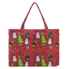 Santa Snowman Gift Holiday Zipper Medium Tote Bag by Uceng