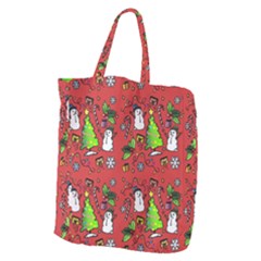 Santa Snowman Gift Holiday Giant Grocery Tote by Uceng