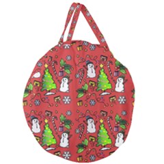 Santa Snowman Gift Holiday Giant Round Zipper Tote by Uceng