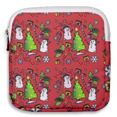 Santa Snowman Gift Holiday Mini Square Pouch by Uceng