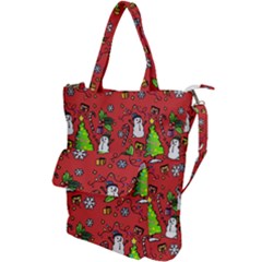 Santa Snowman Gift Holiday Shoulder Tote Bag by Uceng