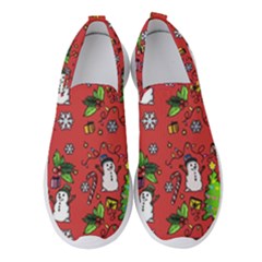 Santa Snowman Gift Holiday Women s Slip On Sneakers by Uceng