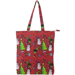 Santa Snowman Gift Holiday Double Zip Up Tote Bag by Uceng