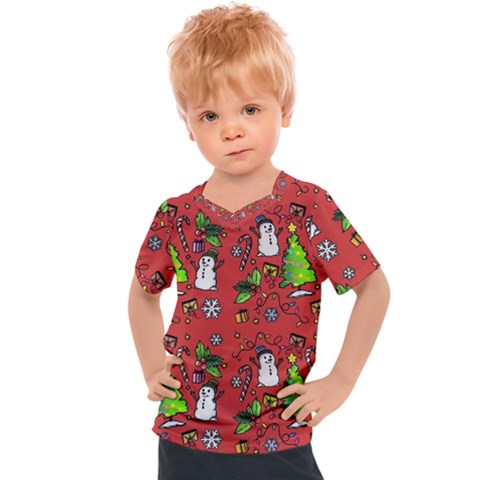 Santa Snowman Gift Holiday Kids  Sports Tee by Uceng