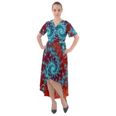 Fractal Pattern Background Front Wrap High Low Dress by Uceng