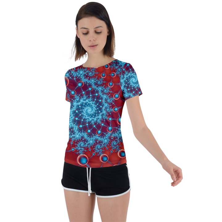 Fractal Pattern Background Back Circle Cutout Sports Tee