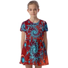 Fractal Pattern Background Kids  Short Sleeve Pinafore Style Dress by Uceng