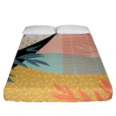 Leaves Pattern Design Colorful Fitted Sheet (California King Size)