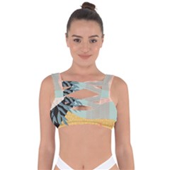 Leaves Pattern Design Colorful Bandaged Up Bikini Top by Uceng