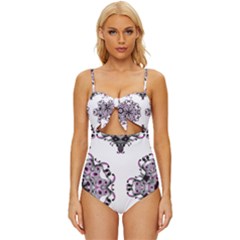 Frame Border Picture Frame Knot Front One-piece Swimsuit by Uceng