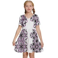 Frame Border Picture Frame Kids  Short Sleeve Tiered Mini Dress by Uceng