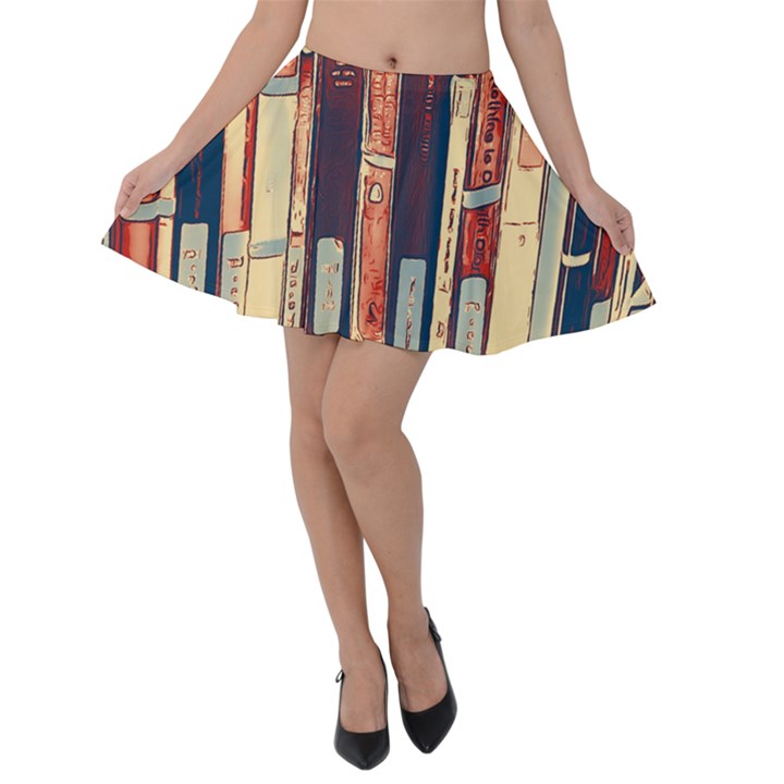 Books Shelf Library Book Shelf Velvet Skater Skirt