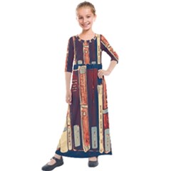 Books Shelf Library Book Shelf Kids  Quarter Sleeve Maxi Dress by Uceng