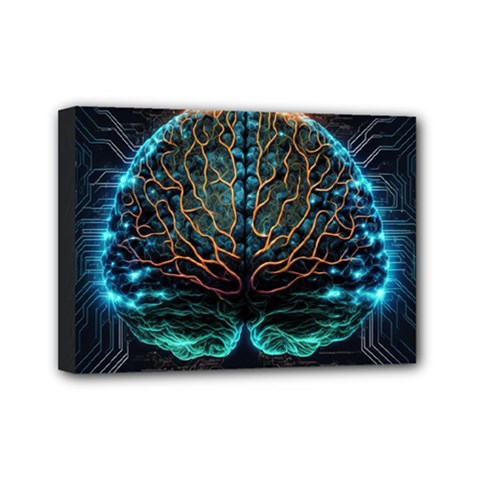 Brain Mind Technology Circuit Board Layout Patterns Mini Canvas 7  X 5  (stretched) by Uceng