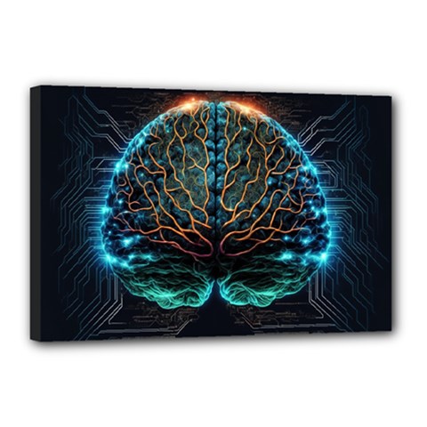 Brain Mind Technology Circuit Board Layout Patterns Canvas 18  X 12  (stretched) by Uceng