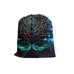 Brain Mind Technology Circuit Board Layout Patterns Drawstring Pouch (large) by Uceng