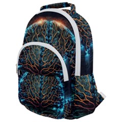 Brain Mind Technology Circuit Board Layout Patterns Rounded Multi Pocket Backpack by Uceng