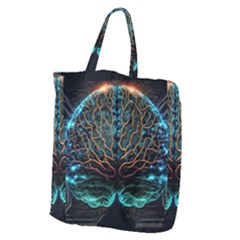 Brain Mind Technology Circuit Board Layout Patterns Giant Grocery Tote by Uceng