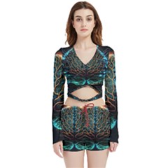 Brain Mind Technology Circuit Board Layout Patterns Velvet Wrap Crop Top And Shorts Set by Uceng