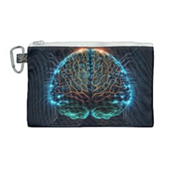 Brain Mind Technology Circuit Board Layout Patterns Canvas Cosmetic Bag (large) by Uceng