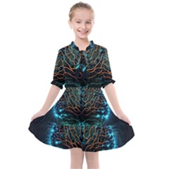 Brain Mind Technology Circuit Board Layout Patterns Kids  All Frills Chiffon Dress by Uceng