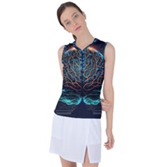 Brain Mind Technology Circuit Board Layout Patterns Women s Sleeveless Sports Top by Uceng