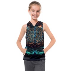 Brain Mind Technology Circuit Board Layout Patterns Kids  Sleeveless Hoodie by Uceng