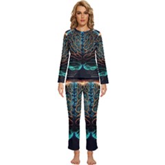 Brain Mind Technology Circuit Board Layout Patterns Womens  Long Sleeve Lightweight Pajamas Set by Uceng