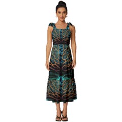 Brain Mind Technology Circuit Board Layout Patterns Tie-strap Tiered Midi Chiffon Dress