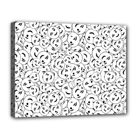 Winking Emoticon Sketchy Drawing Motif Random Pattern Canvas 14  X 11  (stretched) by dflcprintsclothing