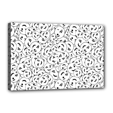 Winking Emoticon Sketchy Drawing Motif Random Pattern Canvas 18  X 12  (stretched) by dflcprintsclothing