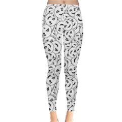 Winking Emoticon Sketchy Drawing Motif Random Pattern Leggings  by dflcprintsclothing