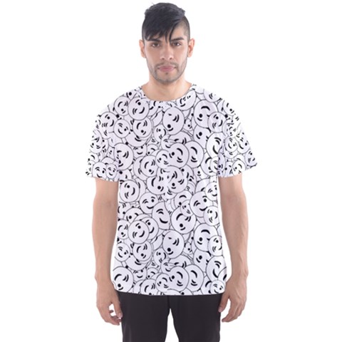 Winking Emoticon Sketchy Drawing Motif Random Pattern Men s Sport Mesh Tee by dflcprintsclothing