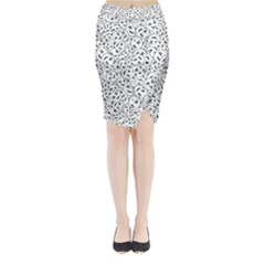 Winking Emoticon Sketchy Drawing Motif Random Pattern Midi Wrap Pencil Skirt by dflcprintsclothing