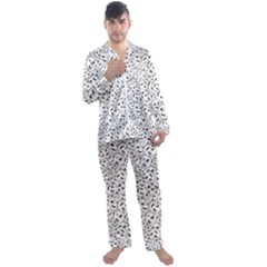 Winking Emoticon Sketchy Drawing Motif Random Pattern Men s Long Sleeve Satin Pajamas Set by dflcprintsclothing