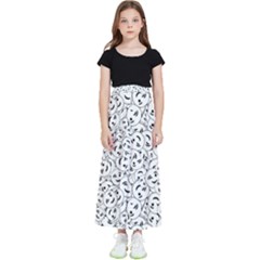 Winking Emoticon Sketchy Drawing Motif Random Pattern Kids  Flared Maxi Skirt by dflcprintsclothing