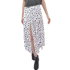 Winking Emoticon Sketchy Drawing Motif Random Pattern Velour Split Maxi Skirt by dflcprintsclothing